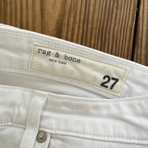 Rag & Bone | Dre Low-Rise Ankle Boyfriend Slim Vintage Stretch White Denim Jeans - Picture 7 of 11